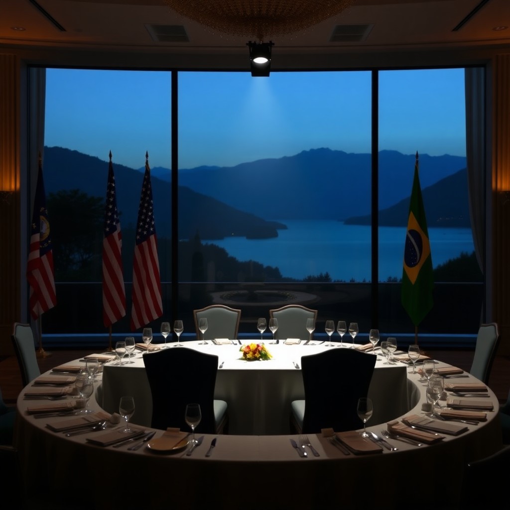 Trump e Lula posam juntos duas vezes em jantar de gala do G7 em Evian